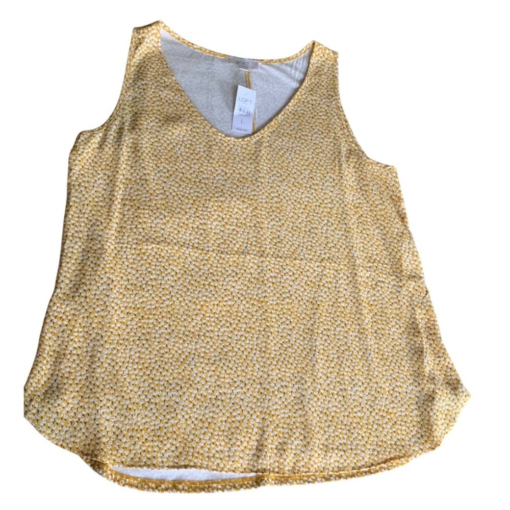 Loft Outlet Womens Yellow Floral Sleeveless Blouse Size Large Summer Top